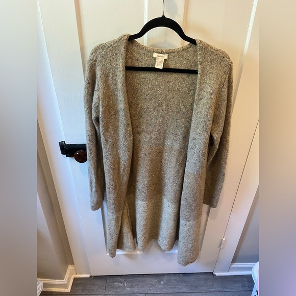 Sundance Womens S Tan Merino Wool Alpaca Blend Open Front Cardigan Sweater - Picture 1 of 6